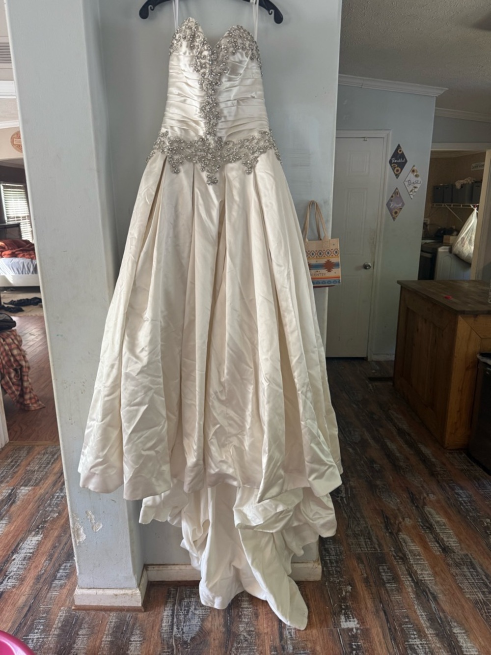 Beaded Strapless Ivory Ball Gown Wedding Dress